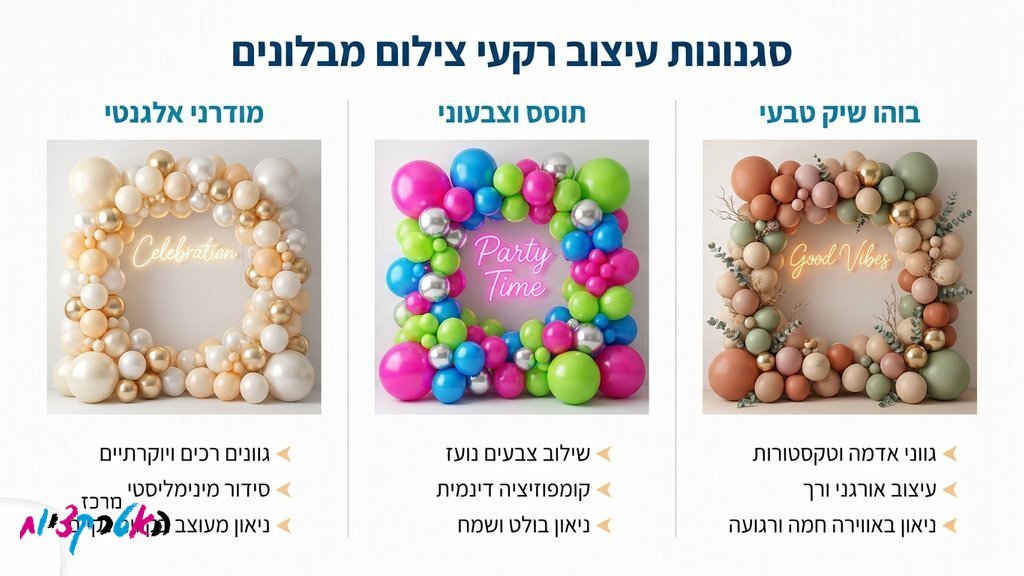 קיר צילום מבלונים בשילוב שלט ניאון מואר