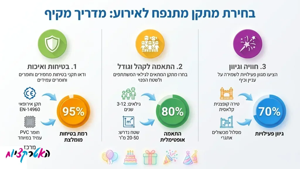 ילדים נהנים במתקן מתנפח גדול להשכרה בפארק