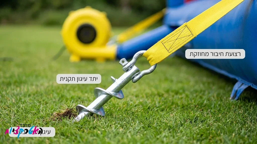 עיגון בטיחותי ומפוח למתקן מתנפח באירוע