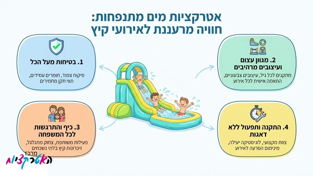 ילדים נהנים במתנפח מים צבעוני באירוע קיץ