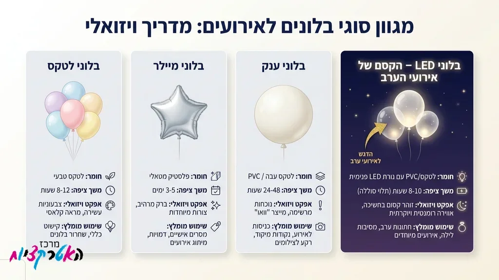 בלוני לד מוארים משוחררים בחופת ערב רומנטית