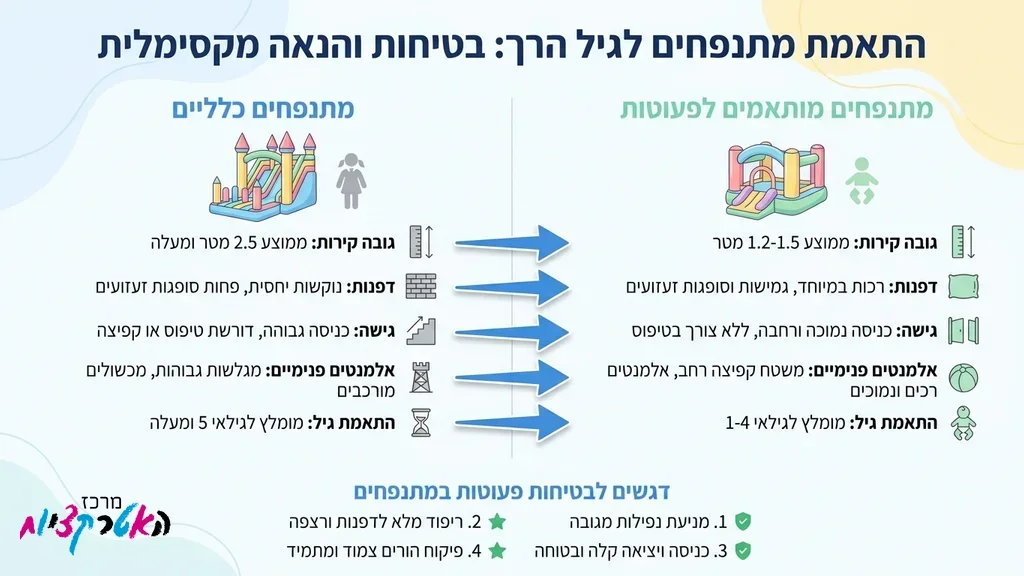 ילדים קטנים קופצים ונהנים בתוך מתקן מתנפח צבעוני ובטוח המותאם לגיל הרך