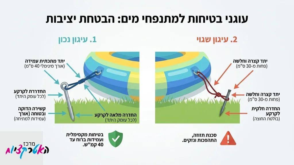 מתנפח מים בטוח ומעוגן לקרקע