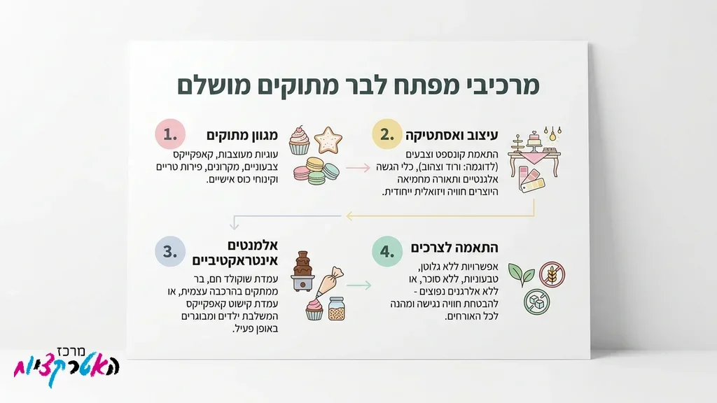 בר מתוקים יוקרתי ודוכני מזון באירוע בת מצווה