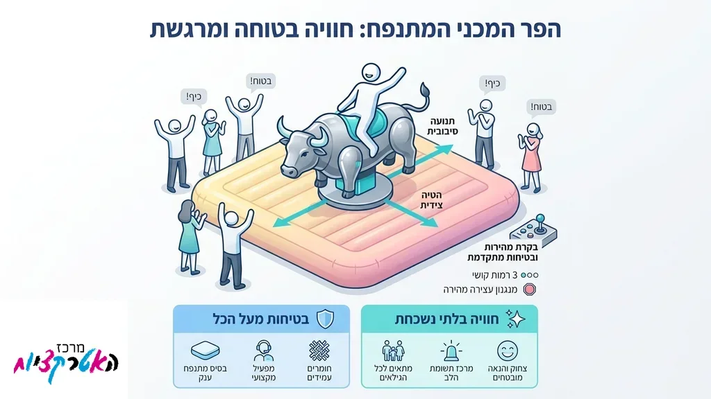 השור הזועם מתנפחים בפעולה באירוע עם מזרן אוויר בטיחותי