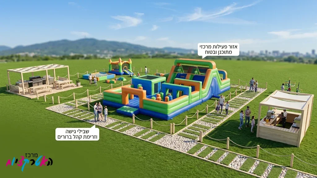 סידור נכון של מתנפחים בשטח אירוע פתוח