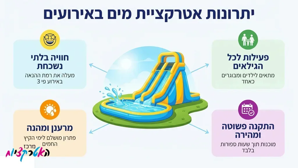 בריכה מתנפחת צבעונית בחצר